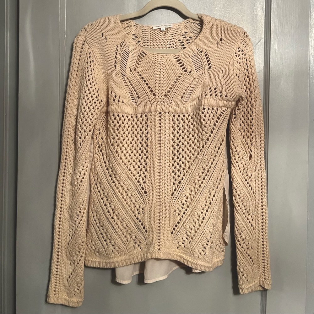 Free the roses cream colored sweater with flutter back XS